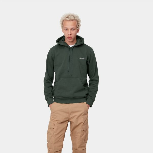 HOODED SCRIPT EMBROIDERY SWEAT